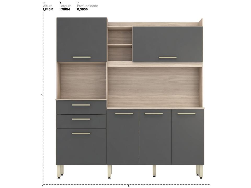 Armário de Cozinha Compacta Demóbile Select com Balcão Nicho para Micro-ondas 6 Portas 2 Gavetas - 11
