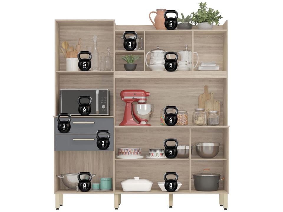 Armário de Cozinha Compacta Demóbile Select com Balcão Nicho para Micro-ondas 6 Portas 2 Gavetas - 12