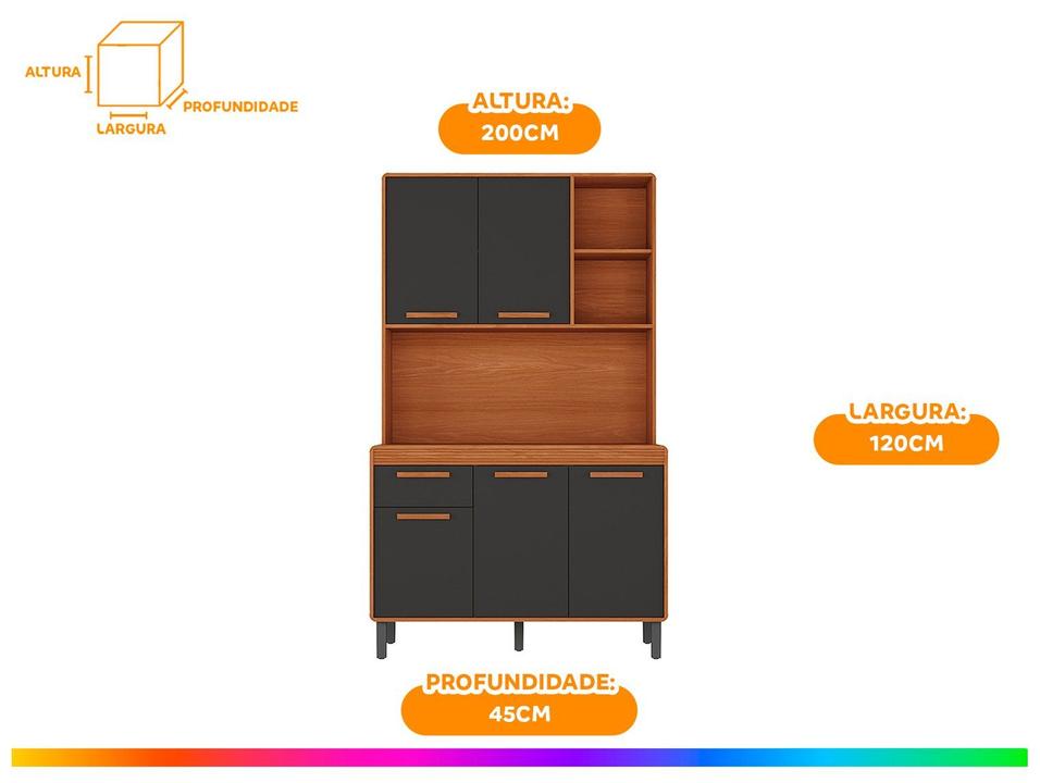 Armário de Cozinha Compacta Itatiaia Dunas Com Nicho 5 Portas 1 Gaveta 1,20M - 2