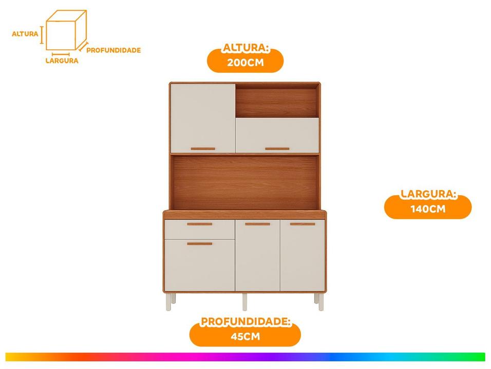 Armário de Cozinha Compacta Itatiaia Dunas Com Nicho 5 Portas 1 Gaveta 1,40M - 2