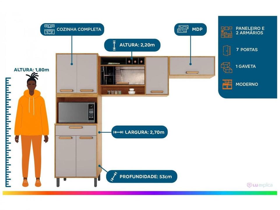 Armário de Cozinha Compacta Itatiaia Nápoles 7 Portas 1 Gaveta - 1