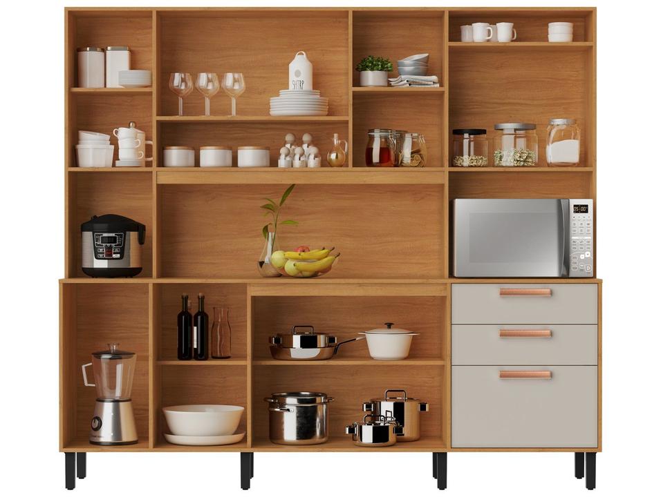 Armário de Cozinha Compacta Itatiaia Napoles Com Nicho Forno e Air Fryer 8 Portas 3 Gavetas 2,20M - 3