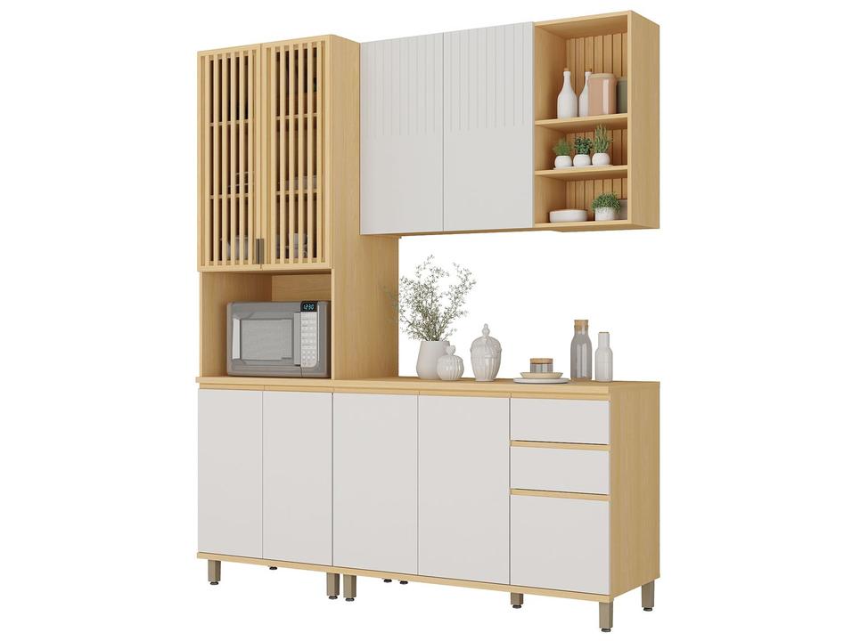 Armário de Cozinha Compacta Luciane Aura com Balcão 9 Portas 2 Gavetas 100% MDF - 4