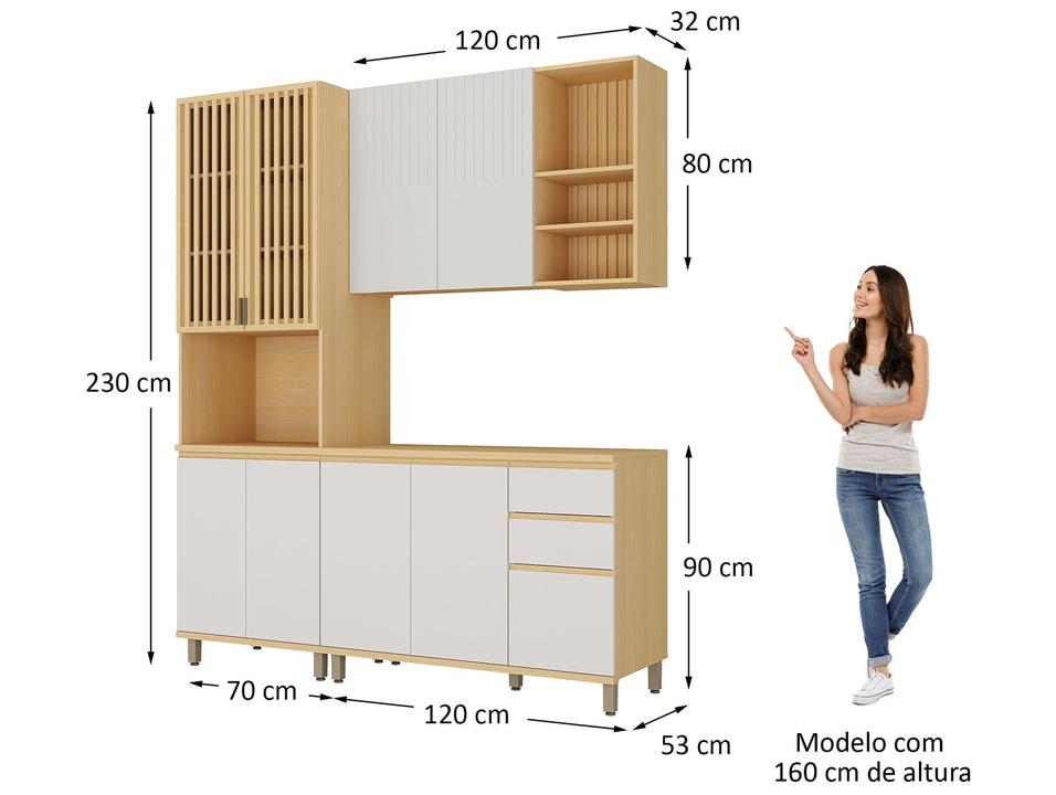 Armário de Cozinha Compacta Luciane Aura com Balcão 9 Portas 2 Gavetas 100% MDF - 1