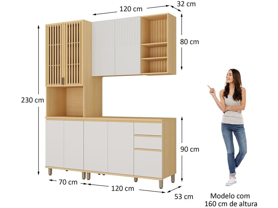 Armário de Cozinha Compacta Luciane Aura com Balcão 9 Portas 2 Gavetas 100% MDF - 5