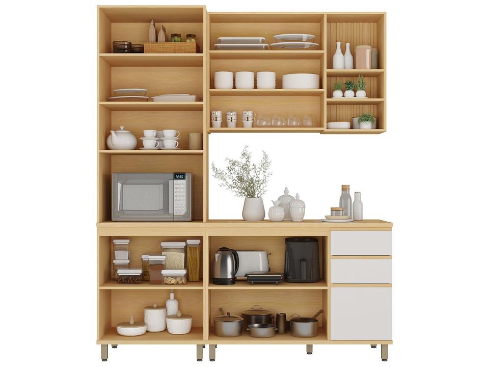 Armário de Cozinha Compacta Luciane Aura com Balcão 9 Portas 2 Gavetas 100% MDF - 2