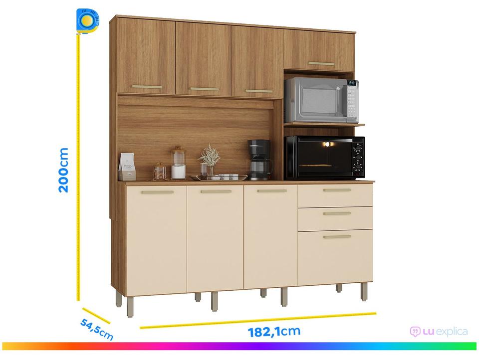 Armário de Cozinha Compacta Luciane Luna 8 Portas 2 Gavetas com Torre Quente - Opcional para Pia - 2