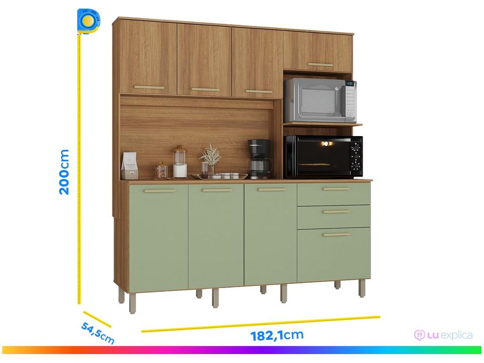 Armário de Cozinha Compacta Luciane Luna 8 Portas 2 Gavetas com Torre Quente - Opcional para Pia - 2