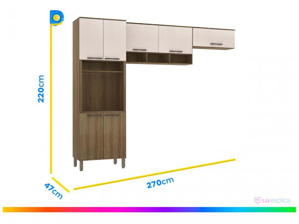 Armário de Cozinha Compacta Luciane Suíça 7 Portas - 2