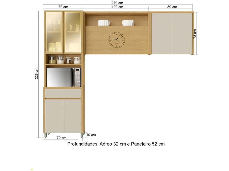 Armário de Cozinha Compacta Nesher Condessa 7 Portas 1 Gaveta 100% MDF - 2