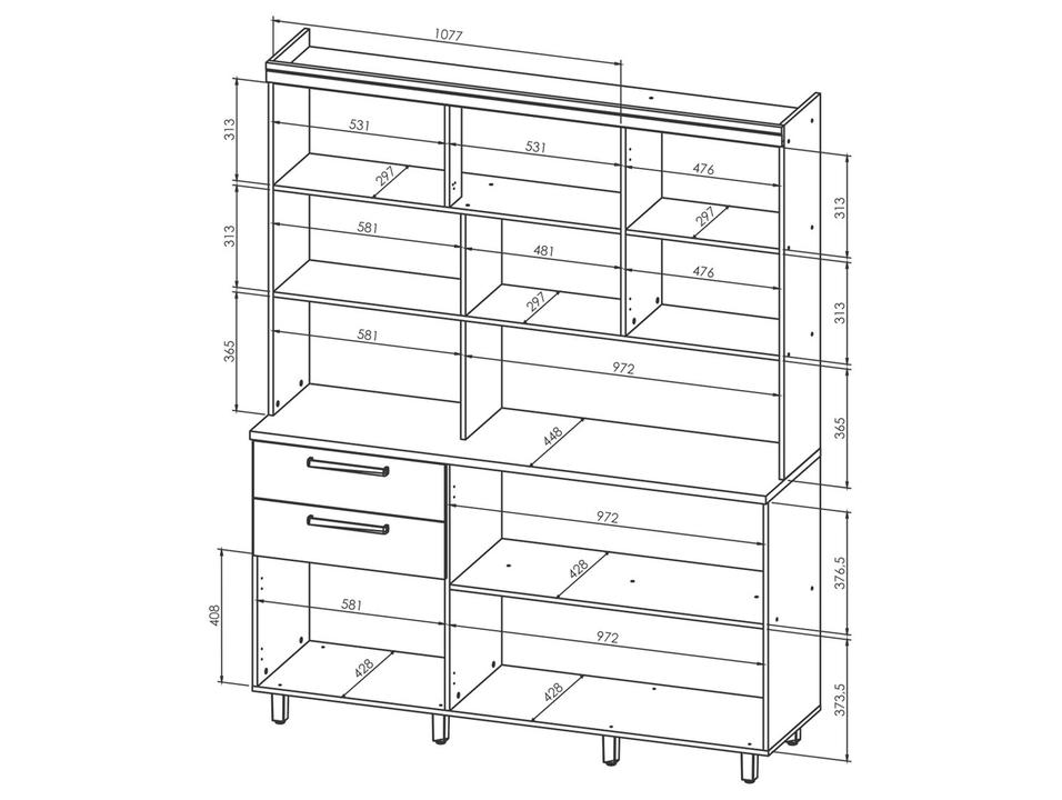 Armário de Cozinha Compacta Nesher Nobreza com Balcão 5 Portas 2 Gavetas 100% MDF - 3