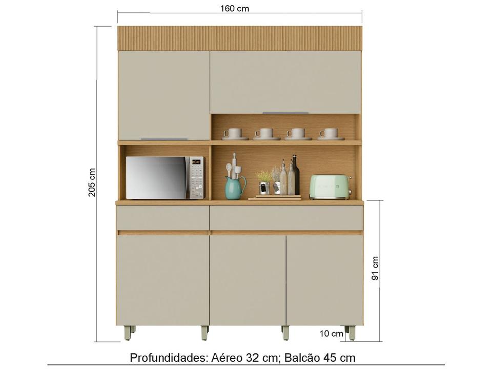 Armário de Cozinha Compacta Nesher Realeza com Balcão 100% MDF 5 Portas 2 Gavetas - 1