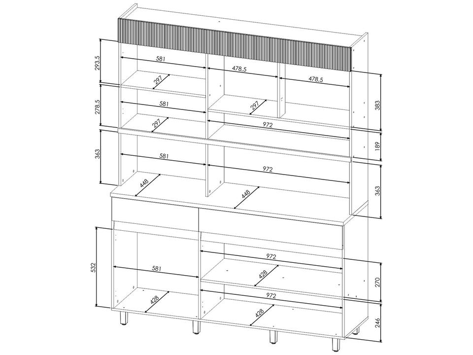 Armário de Cozinha Compacta Nesher Realeza com Balcão 100% MDF 5 Portas 2 Gavetas - 2