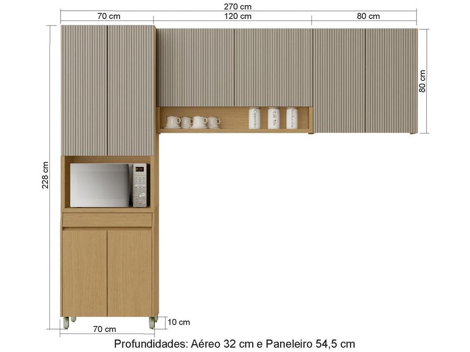 Armário de Cozinha Compacta Nesher Simone Mendes 8 Portas 1 Gavetas 100% MDF - 4