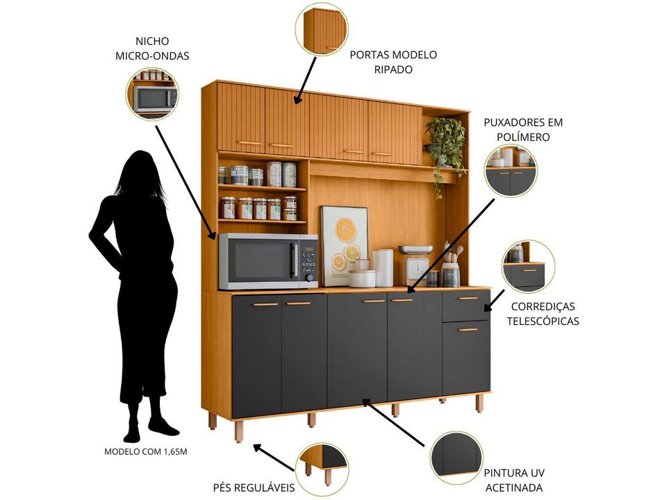 Armário de Cozinha Compacta Poliman Móveis Núria 9 Portas 1 Gaveta - 3
