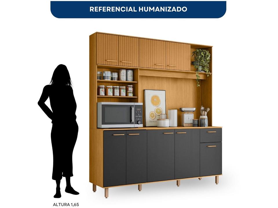 Armário de Cozinha Compacta Poliman Móveis Núria 9 Portas 1 Gaveta - 2