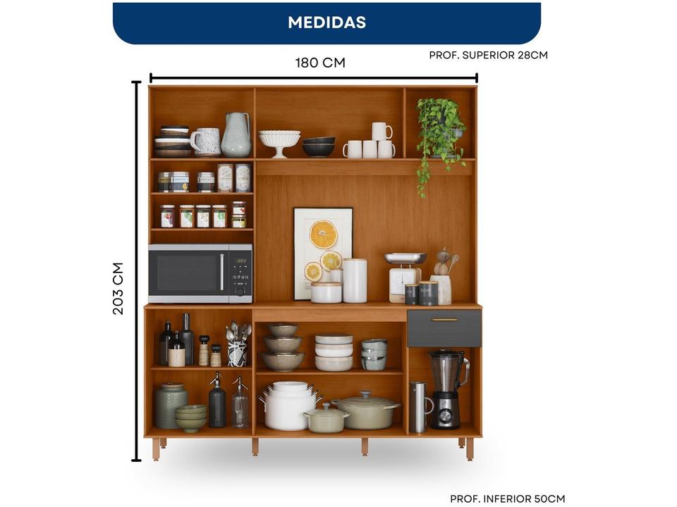 Armário de Cozinha Compacta Poliman Móveis Núria 9 Portas 1 Gaveta - 4