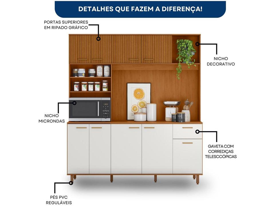 Armário de Cozinha Compacta Poliman Móveis Núria 9 Portas 1 Gaveta - 5