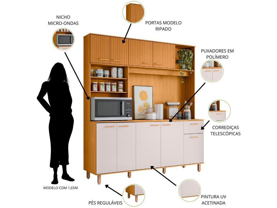 Armário de Cozinha Compacta Poliman Móveis Núria 9 Portas 1 Gaveta - 4