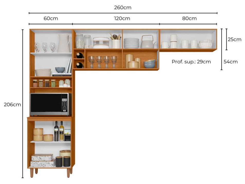 Armário de Cozinha Compacta Poliman Sicilia 7 portas com Nicho para Forno - 1