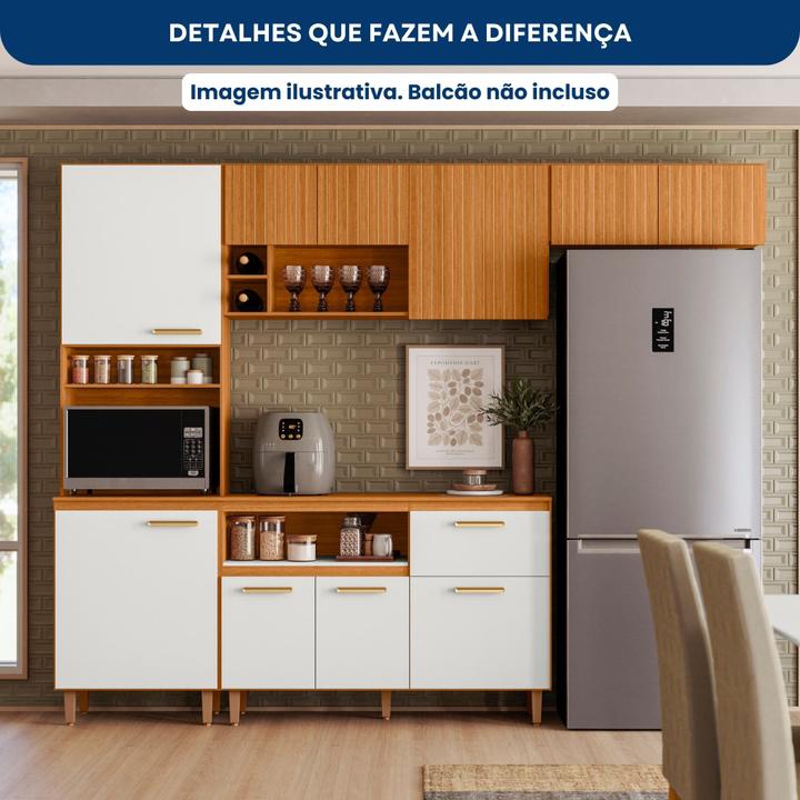 Armário de Cozinha Compacta Poliman Sicilia 7 portas com Nicho para Forno - 7