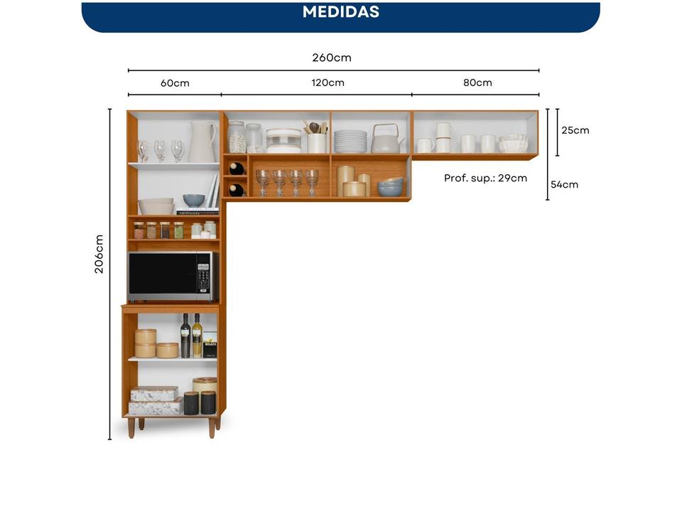 Armário de Cozinha Compacta Poliman Sicilia 7 portas com Nicho para Forno - 3