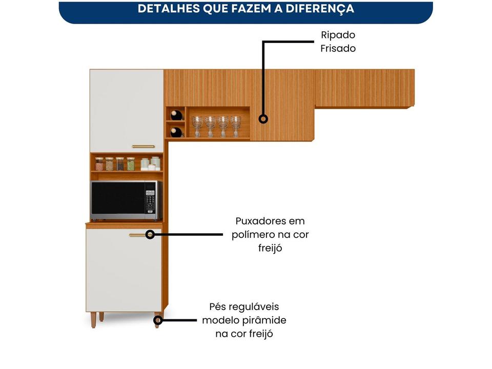 Armário de Cozinha Compacta Poliman Sicilia 7 portas com Nicho para Forno - 5