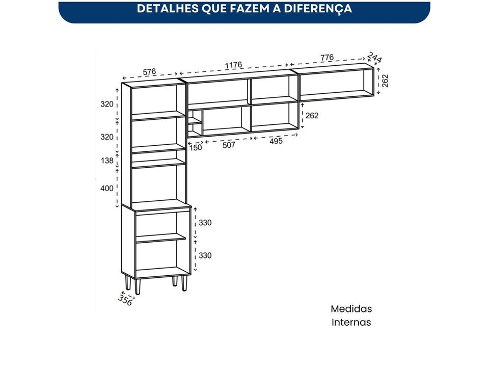 Armário de Cozinha Compacta Poliman Sicilia 7 portas com Nicho para Forno - 6