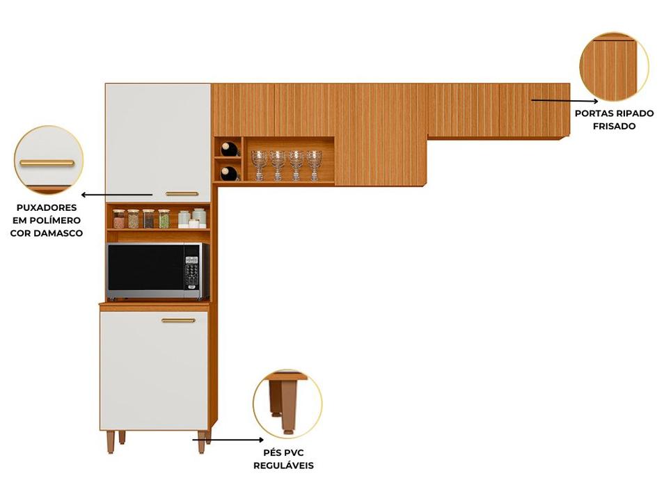 Armário de Cozinha Compacta Poliman Sicilia 7 portas com Nicho para Forno - 2