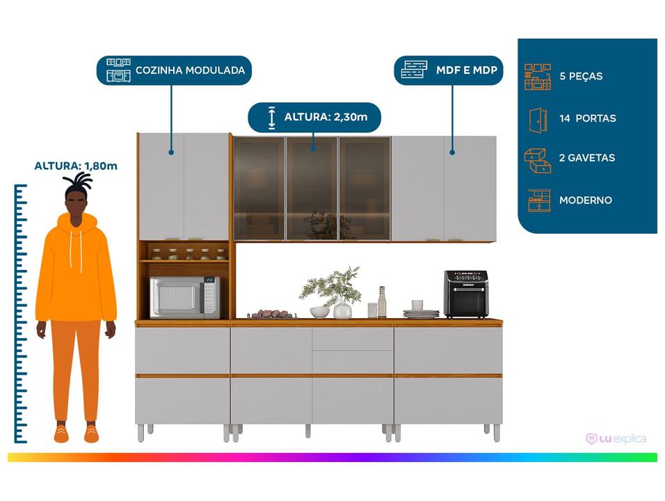 Armário de Cozinha Completa Itatiaia Lumina 14 Portas 2 Gavetas - 1