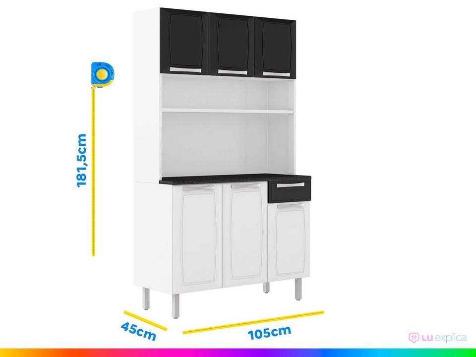 Armário de Cozinha Kit Compacta Itatiaia Rose Aço 6 Portas 1 Gaveta - 2