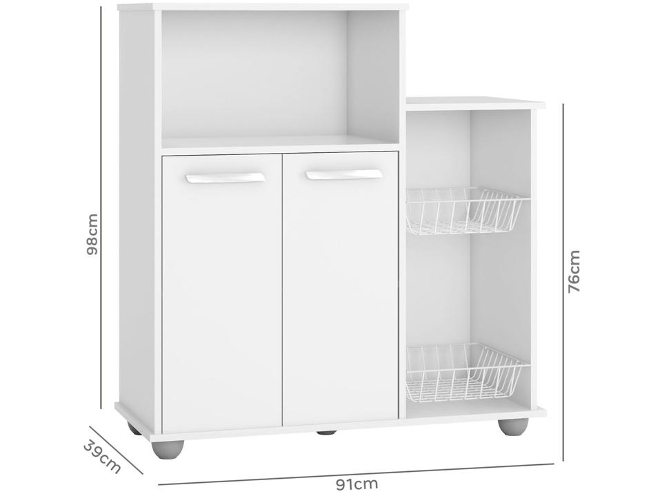 Armário de Cozinha Multiuso Poliman Sollys - 2 Portas 40,8x39cm - Branco - 6