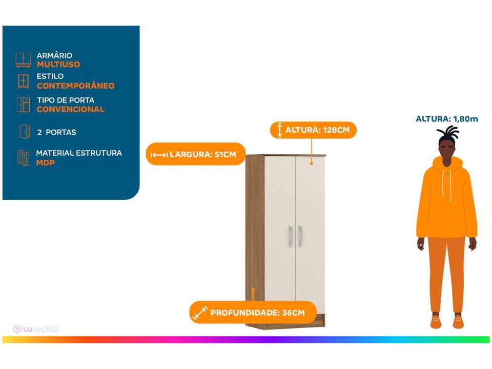 Armário Multiuso 2 Portas 3 Prateleiras Demóbile Viena - 1