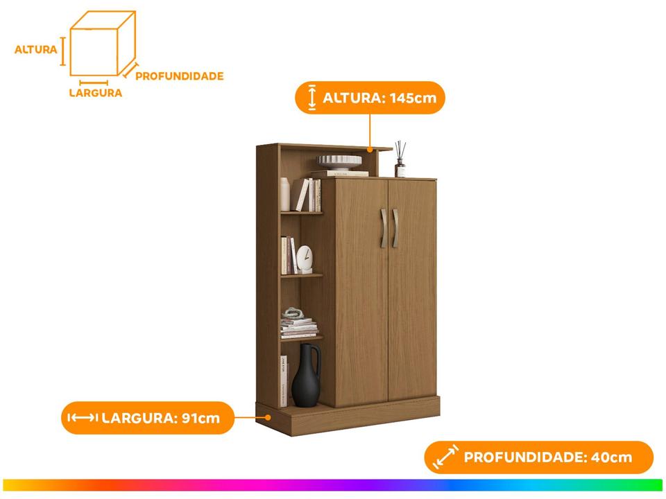 Armário Office Multiuso 2 Portas 7 Prateleiras Aramóveis Florença - 1