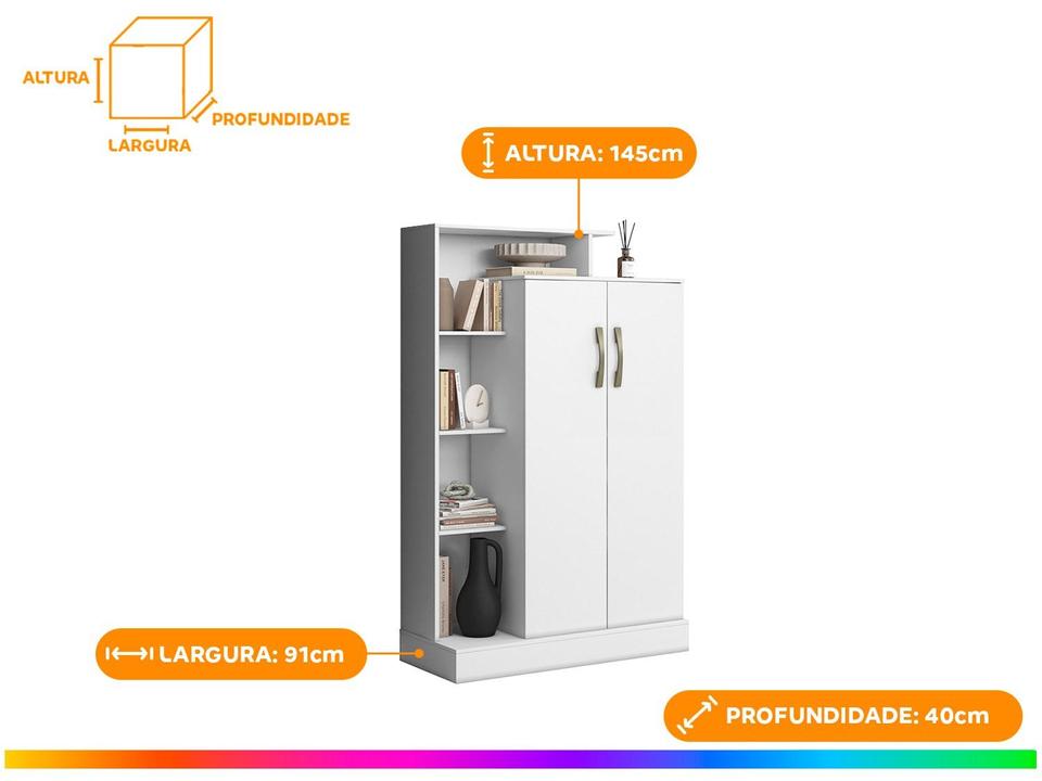 Armário Office Multiuso 2 Portas 7 Prateleiras Aramóveis Florença - 3
