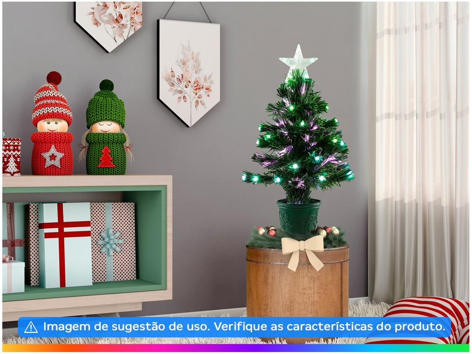 Árvore de Natal Fibra Ótica Verde 60cm com Luzes - 1