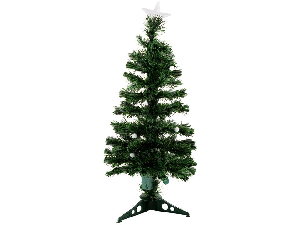Árvore de Natal Fibra Ótica Verde 90cm com Bolas - 2