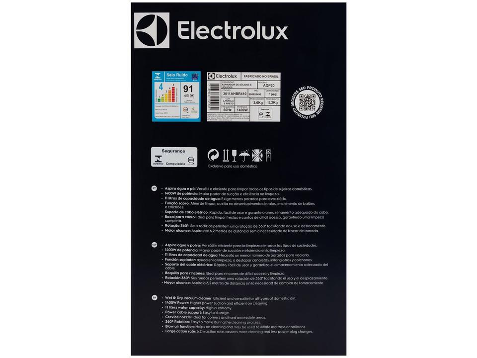 Aspirador Água e Pó Electrolux 1400W Sopro 11L AQP20 - 14