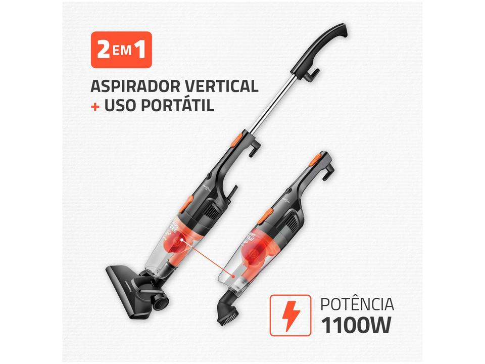 Aspirador de Pó 2 em 1 Mondial 1100W AP-35 Preto e Laranja - 2