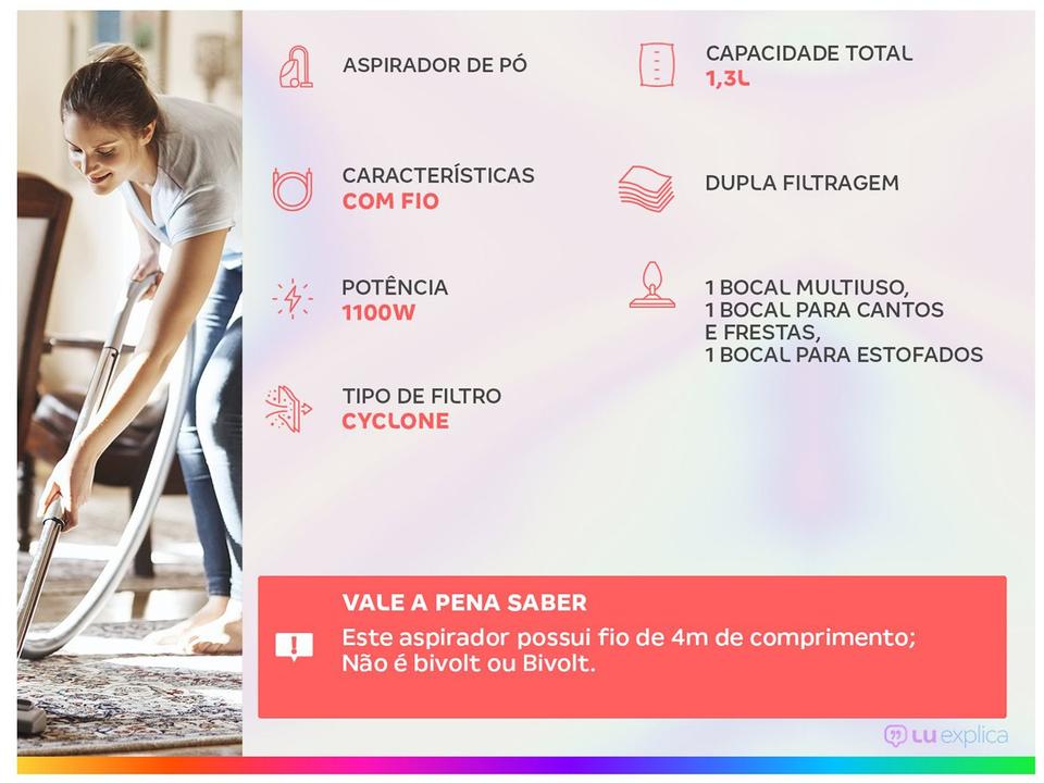 Aspirador de Pó 2 em 1 Mondial 1100W AP-35 Preto e Laranja - 1