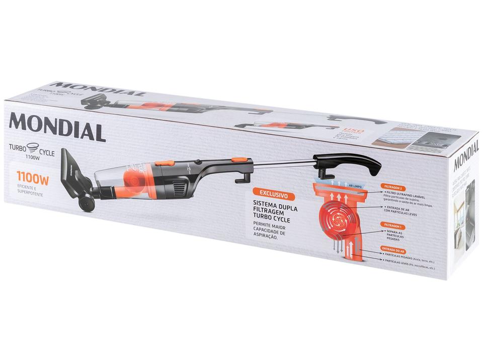 Aspirador de Pó 2 em 1 Mondial 1100W AP-35 Preto e Laranja - 18