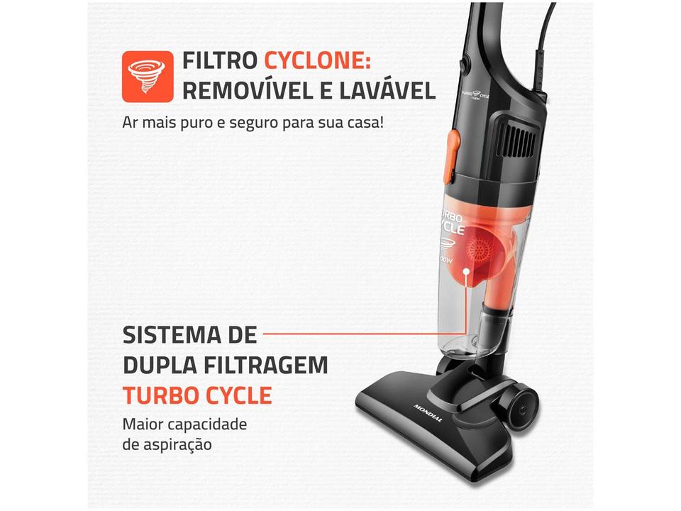 Aspirador de Pó 2 em 1 Mondial 1100W AP-35 Preto e Laranja - 3