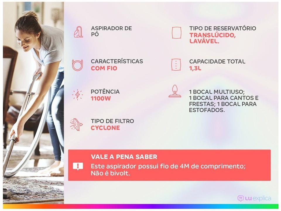 Aspirador de Pó 2 em 1 Mondial 1100W Turbo Cycle AP-36 Vermelho e Preto - 1