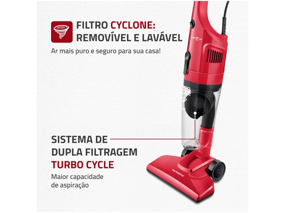 Aspirador de Pó 2 em 1 Mondial 1100W Turbo Cycle AP-36 Vermelho e Preto - 4
