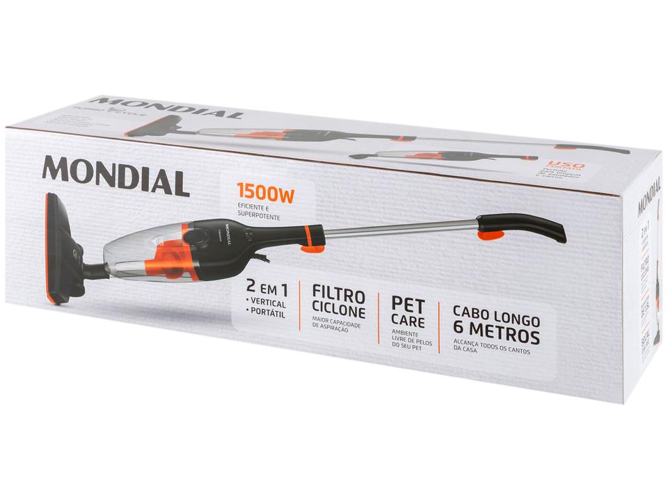 Aspirador de Pó 2 em 1 Mondial 1500W Turbo Cycle AP-40-B Preto e Laranja - 18