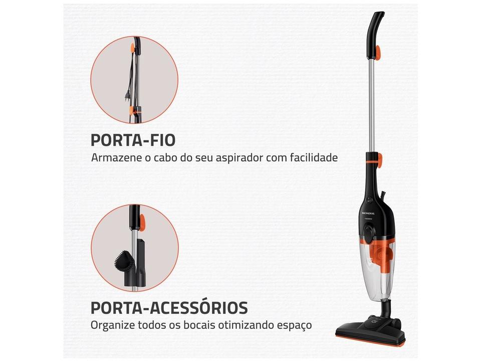 Aspirador de Pó 2 em 1 Mondial 1500W Turbo Cycle AP-40-B Preto e Laranja - 6