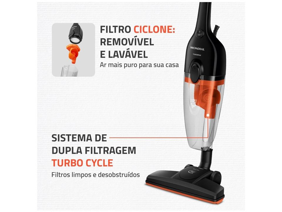 Aspirador de Pó 2 em 1 Mondial 1500W Turbo Cycle AP-40-B Preto e Laranja - 3