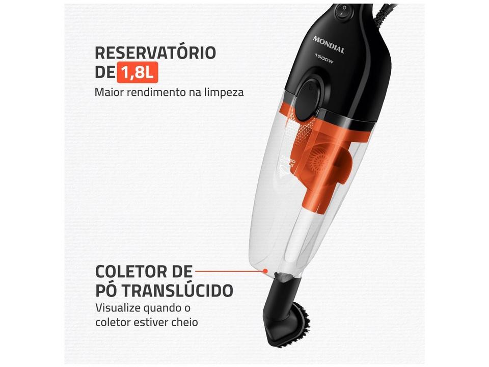 Aspirador de Pó 2 em 1 Mondial 1500W Turbo Cycle AP-40-B Preto e Laranja - 5