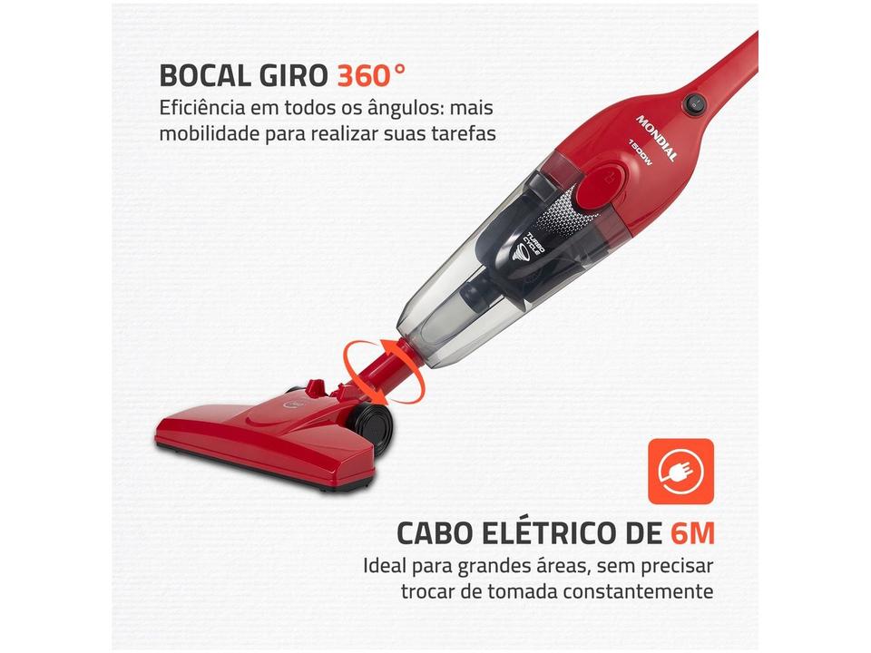 Aspirador de Pó 2 em 1 Mondial 1500W Turbo Cycle AP-40-R Vermelho e Preto - 3