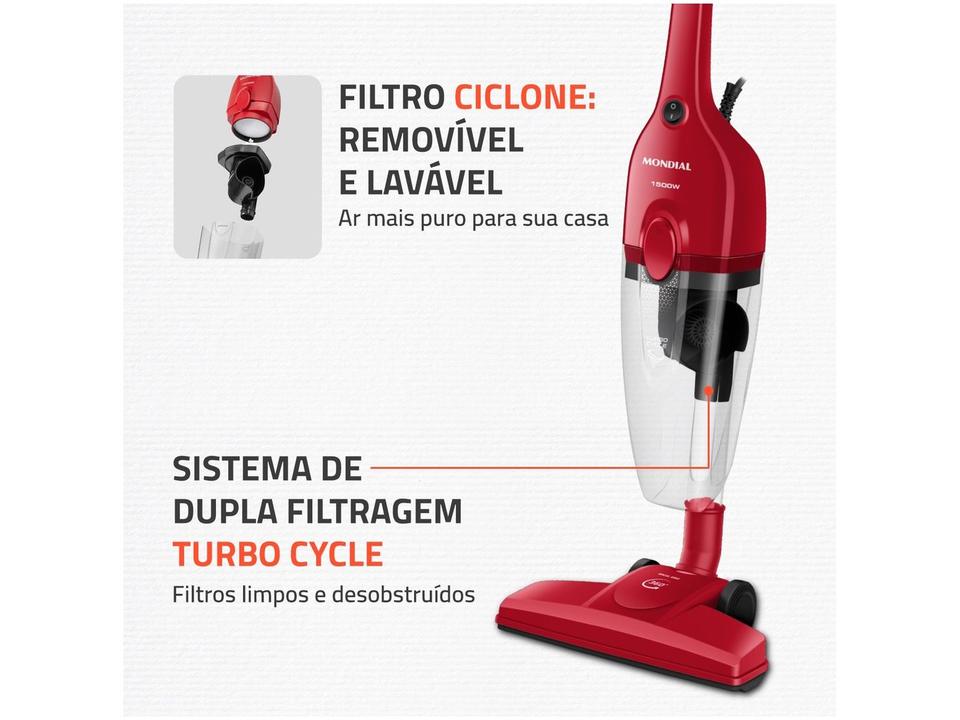 Aspirador de Pó 2 em 1 Mondial 1500W Turbo Cycle AP-40-R Vermelho e Preto - 2